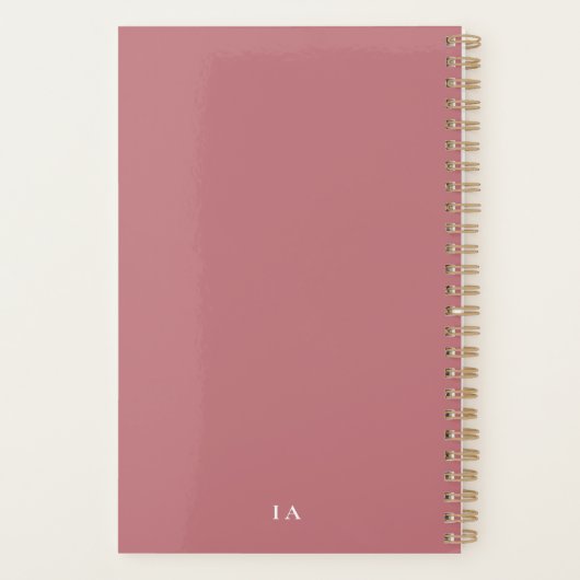 Gepersonaliseerde Chic Modern Dusty Roos Maandelij Planner (Achterkant)