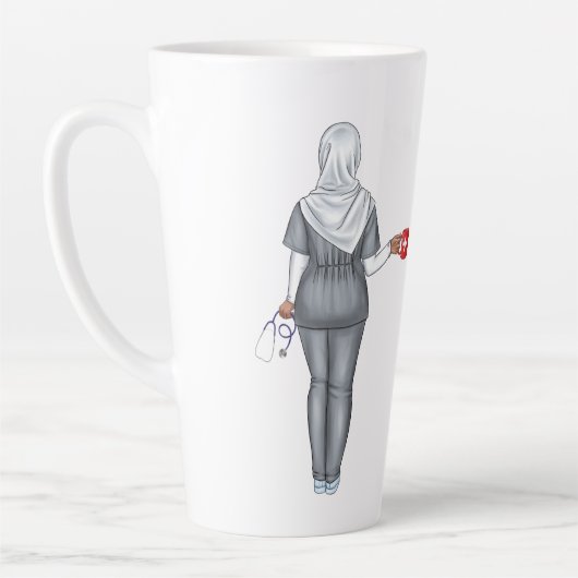 Gepersonaliseerde Chic Moslim Vrouw Verpleegster M Latte Mok (Links)