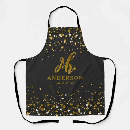 Gepersonaliseerde Chic Mr en Mrs Aprons Gift Set Schort (Voorkant)