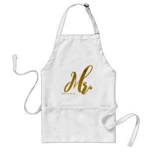 Gepersonaliseerde Chic Mr en Mrs Aprons Gift Set Standaard Schort