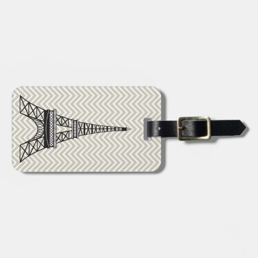 Gepersonaliseerde Chic Paris Eiffeltoren Bagagelab Bagagelabel (Voorkant horizontaal)