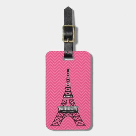 Gepersonaliseerde Chic Paris Eiffeltoren Bagagelab Bagagelabel (Voorkant verticaal)