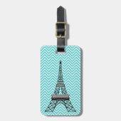 Gepersonaliseerde Chic Paris Eiffeltoren Blauwe Ch Bagagelabel (Voorkant verticaal)