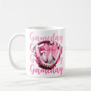 Gepersonaliseerde Chic Photo Pink Bow Baseball Gam Koffiemok