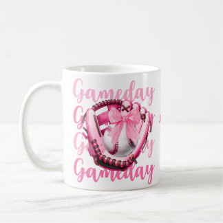 Gepersonaliseerde Chic Photo Pink Bow Baseball Gam Koffiemok