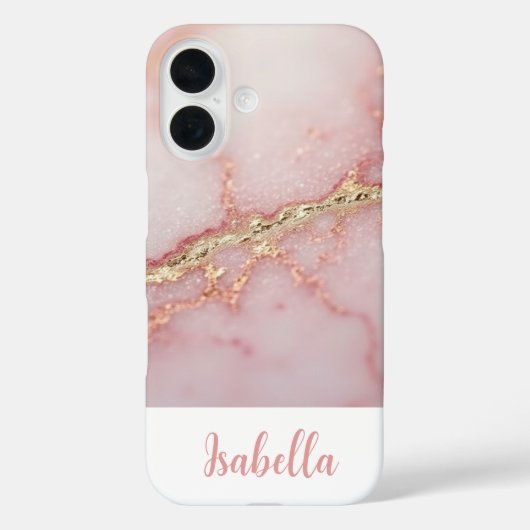 Gepersonaliseerde Chic Pink Marble Gold Case-Mate iPhone Case (Achterkant)