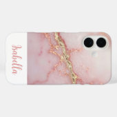 Gepersonaliseerde Chic Pink Marble Gold Case-Mate iPhone Case (Achterkant (horizontaal))