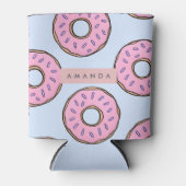 Gepersonaliseerde Chic Roze Strooide donut Blikjeskoeler (Voorkant)