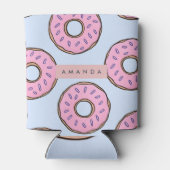 Gepersonaliseerde Chic Roze Strooide donut Blikjeskoeler (Achterkant)