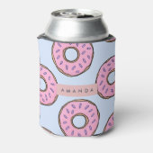 Gepersonaliseerde Chic Roze Strooide donut Blikjeskoeler (Blikje Achterkant)