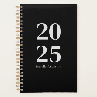 Gepersonaliseerde Chic Trendy Zwart Maandelijks/We Planner
