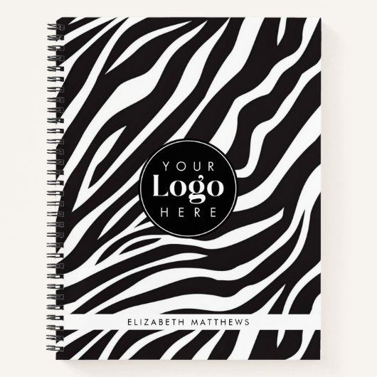 Gepersonaliseerde Chic Zebra Print Custom Company Notitieboek (Voorkant)