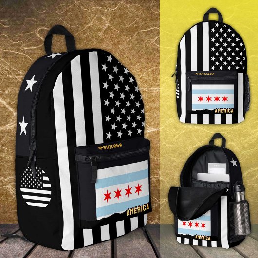 Gepersonaliseerde Chicago Flag tas, Amerikaanse Vl Bedrukte Rugzak