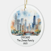Gepersonaliseerde Chicago Ornament, Illinois Keramisch Ornament (Links)