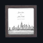Gepersonaliseerde Chicago Skyline Gift Box Premium Bewaar Doosje<br><div class="desc">Deze gepersonaliseerde cadeaudoos is perfect als een huwelijksgunst of als cadeau voor de nieuwigheden!</div>