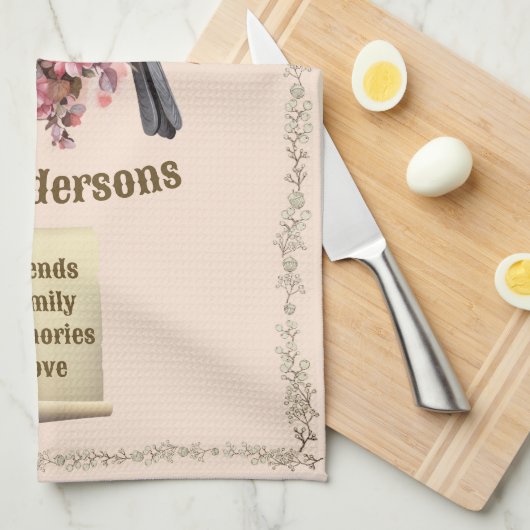 Gepersonaliseerde Chickade Home Sweet Home Theedoek (Quarter Fold)