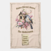 Gepersonaliseerde Chickade Home Sweet Home Theedoek (Verticaal)