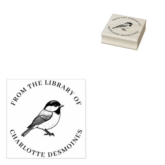 Gepersonaliseerde Chickadee Book Stamp Custom Ex L Rubberstempel (Gestempeld)