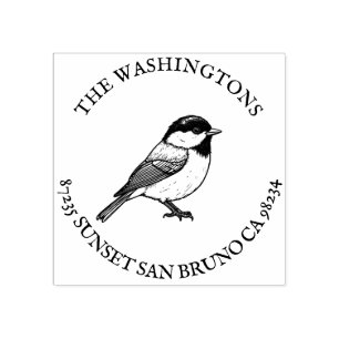 Gepersonaliseerde Chickadee Retour Adres Stamp – N Rubberstempel