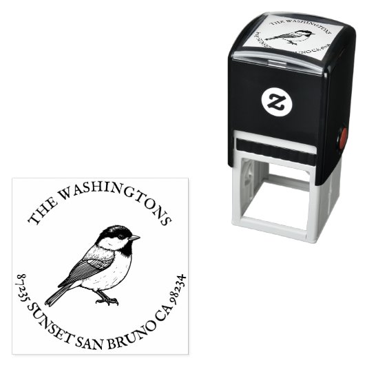 Gepersonaliseerde Chickadee Retour Adres Stamp – N Zelfinktende Stempel (In situ)