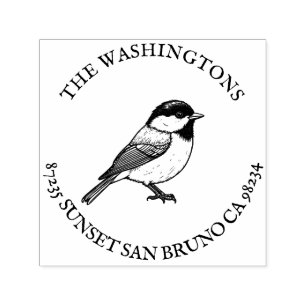 Gepersonaliseerde Chickadee Retour Adres Stamp – N Zelfinktende Stempel