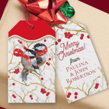 Gepersonaliseerde Chickades Christmas Gift Tags