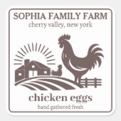 Gepersonaliseerde Chicken Boerderij Eigenaar Naam Vierkante Sticker (Voorkant)