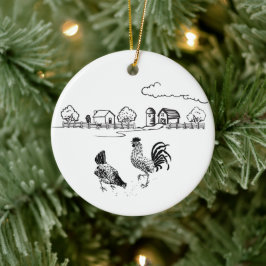 Gepersonaliseerde Chicken Couple Boerderij Love Ch Keramisch Ornament