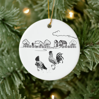 Gepersonaliseerde Chicken Couple Boerderij Love Ch Keramisch Ornament
