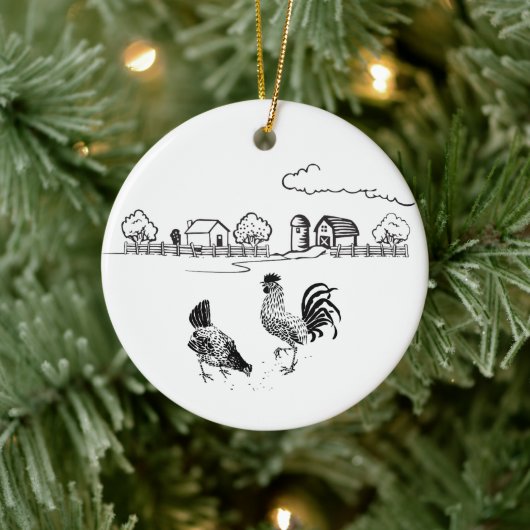 Gepersonaliseerde Chicken Couple Boerderij Love Ch Keramisch Ornament (Boom)