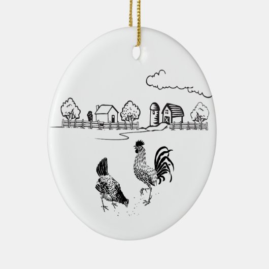 Gepersonaliseerde Chicken Couple Boerderij Love Ch Keramisch Ornament (Rechts)