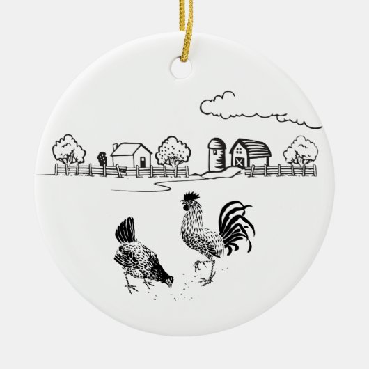 Gepersonaliseerde Chicken Couple Boerderij Love Ch Keramisch Ornament (Voorkant)