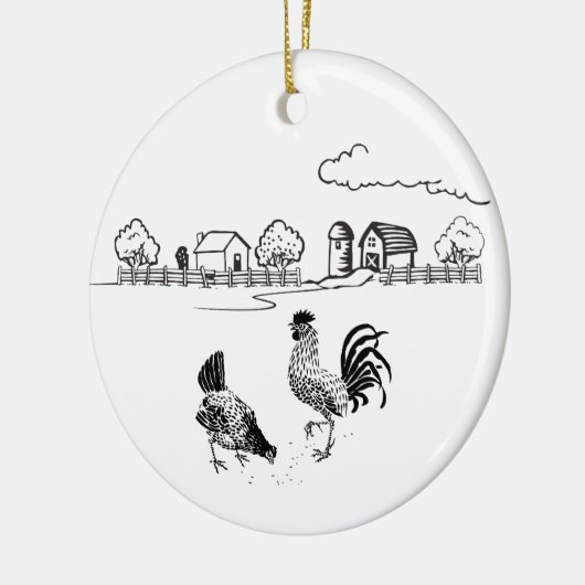 Gepersonaliseerde Chicken Couple Boerderij Love Ch Keramisch Ornament (Links)