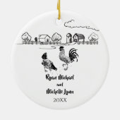 Gepersonaliseerde Chicken Couple Boerderij Love Ch Keramisch Ornament (Achterkant)