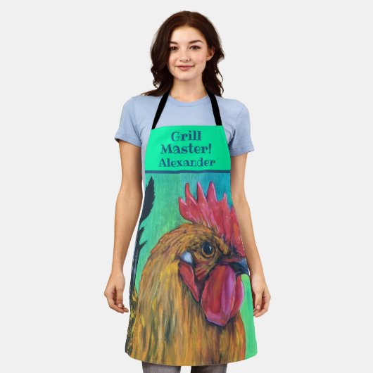 Gepersonaliseerde Chicken Grill Master Schort (Gedragen)