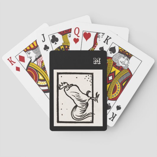 Gepersonaliseerde Chicken Rooster Zwart Pokerkaarten (Achterkant)