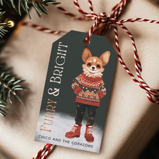 Gepersonaliseerde Chihuahua Dog Holiday Gift Label Cadeaulabel