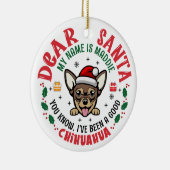 Gepersonaliseerde Chihuahua Hond Kerstboom Ronde Keramisch Ornament (Rechts)
