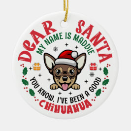 Gepersonaliseerde Chihuahua Hond Kerstboom Ronde Keramisch Ornament