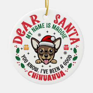 Gepersonaliseerde Chihuahua Hond Kerstboom Ronde Keramisch Ornament