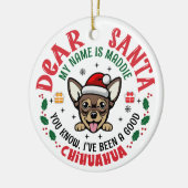 Gepersonaliseerde Chihuahua Hond Kerstboom Ronde Keramisch Ornament (Links)