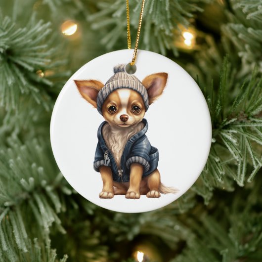 Gepersonaliseerde Chihuahua hondenkunst Keramisch Ornament (Boom)