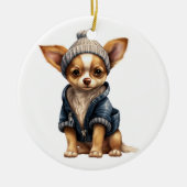 Gepersonaliseerde Chihuahua hondenkunst Keramisch Ornament (Voorkant)