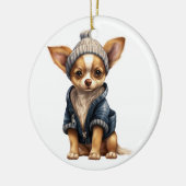 Gepersonaliseerde Chihuahua hondenkunst Keramisch Ornament (Links)