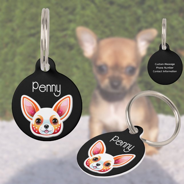 Gepersonaliseerde Chihuahua Puppy Hondennaam Huisdierpenning (Stay Stylish, Stay Safe 🐾)