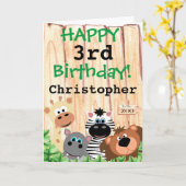 Gepersonaliseerde Childs Zoo Oerwoud thema Verjaar Kaart (Gele Bloem)