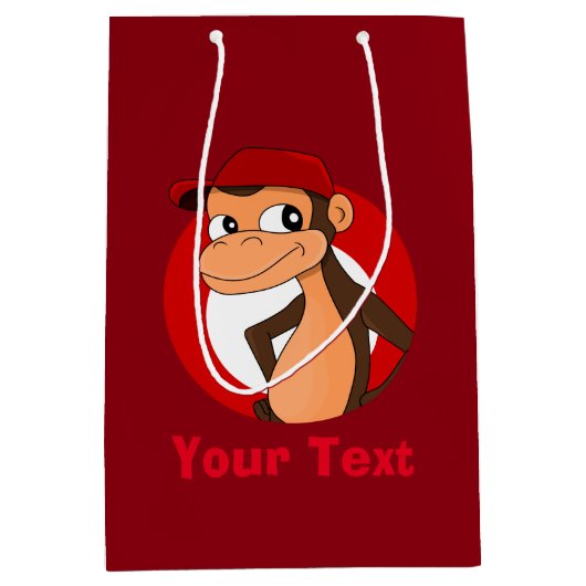 Gepersonaliseerde chimp cartoon middelgrote cadeau medium cadeauzakje (Voorkant)