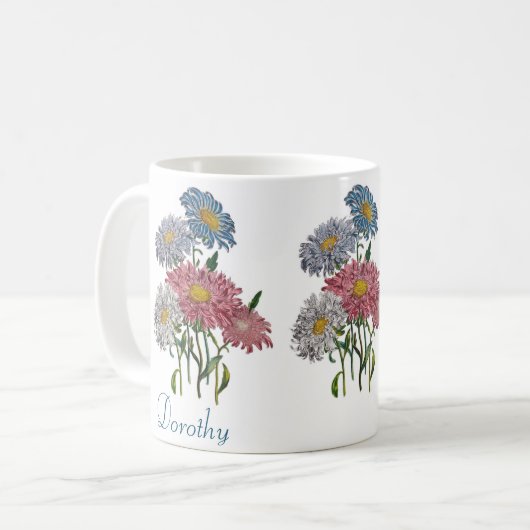 Gepersonaliseerde China Asters Koffiemok (Voorkant links)
