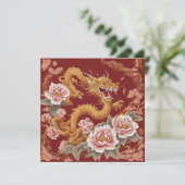 Gepersonaliseerde Chinees Nieuwjaar Linnen Finish  Aankondiging (Staand voorkant)