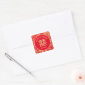 Gepersonaliseerde Chinese bruiloft dubbel geluk Vierkante Sticker (Envelop)
